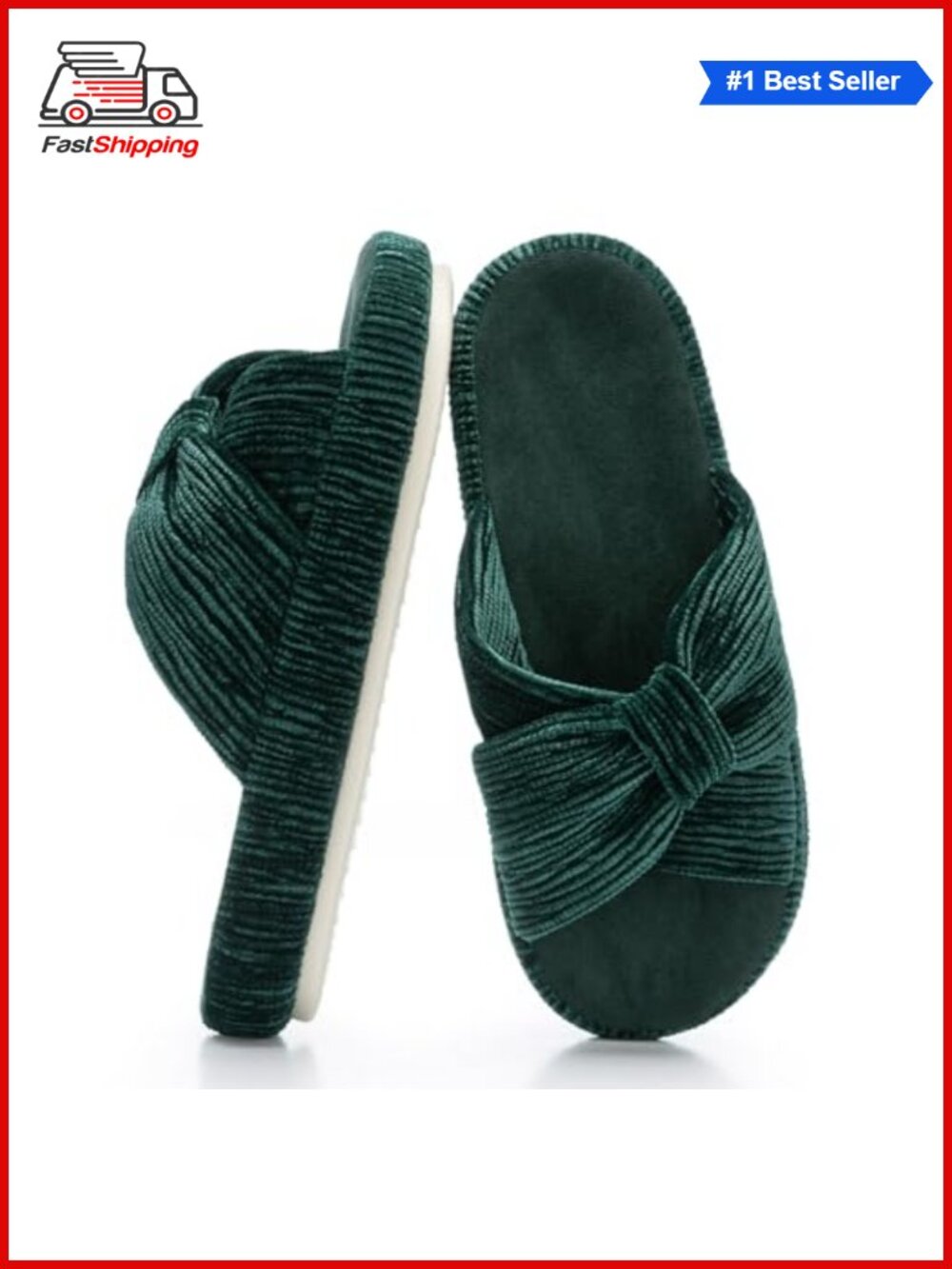 ✨ Corduroy Bow Crossband Memory Foam Open Toe House Slippers Comfy Gift